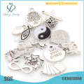 Custom zinc alloy silver heart charm jewelry in high quality